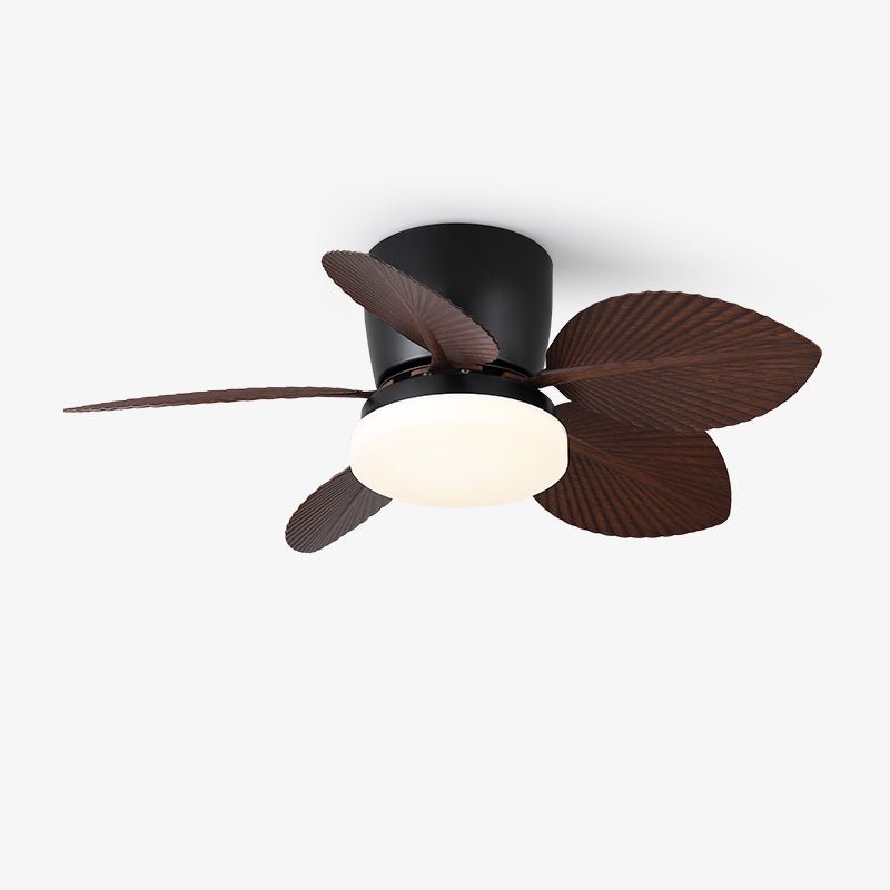 Leaf Breeze Ceiling Fan Light with LED – Modern Walnut or Black Finish