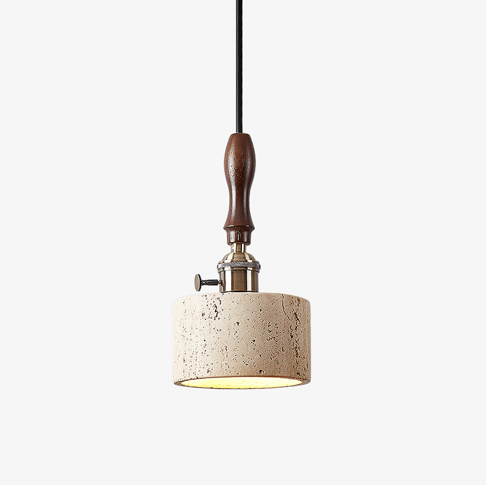 Heritage Stone Pendant Light in Travertine and Wood