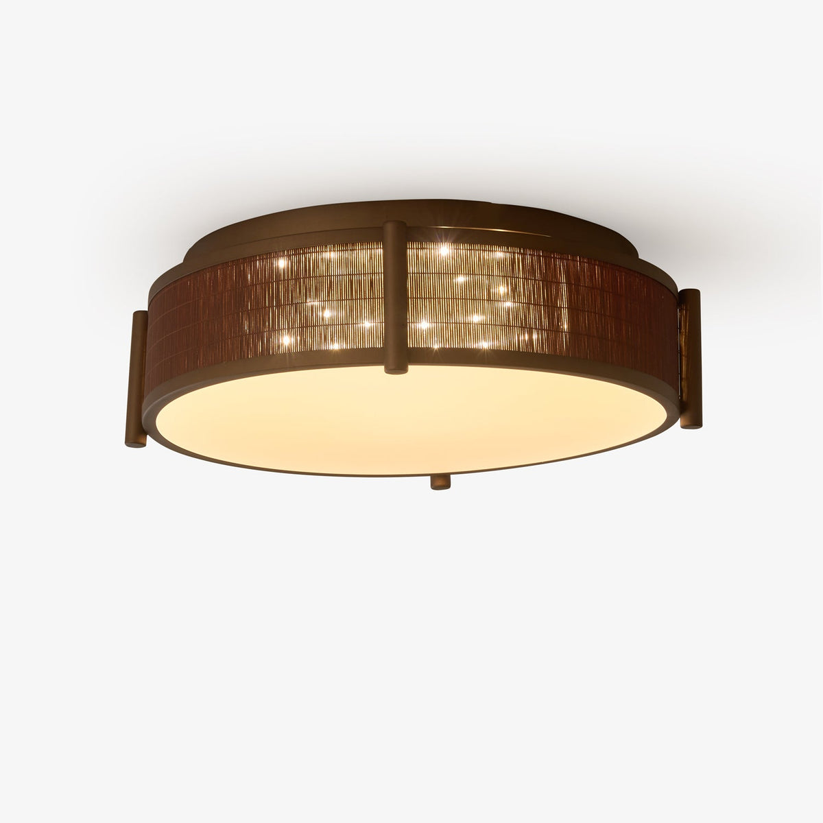 Celestial Bamboo Weave Flush Mount Ceiling Light with Integrated LED