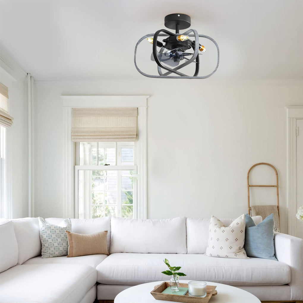 Retro Led Bladeless Ceiling Fans With Remote Ha084443