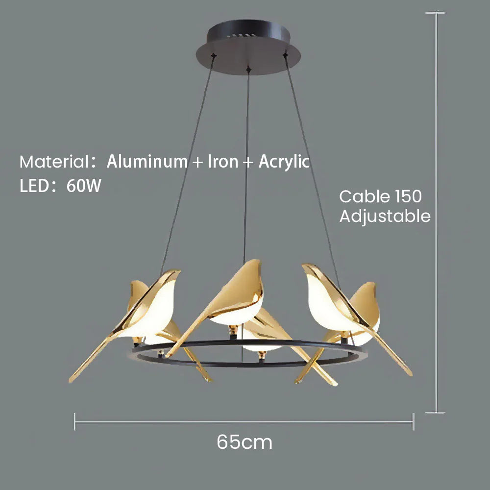 Whimsical Birds Round Pendant Light