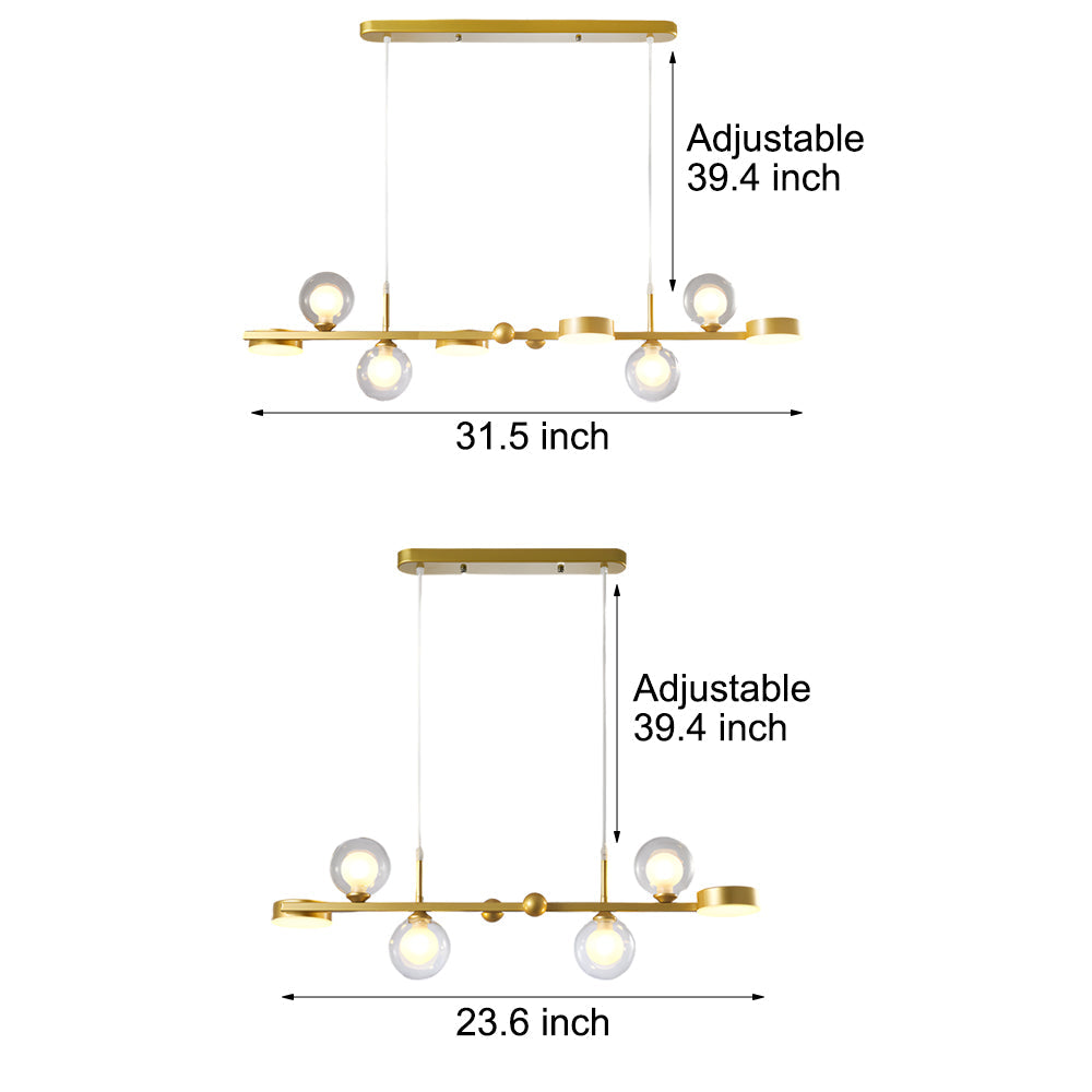 6 8 Light 3Step Dimming Glass Ball Led Long Dining Room Chandelier