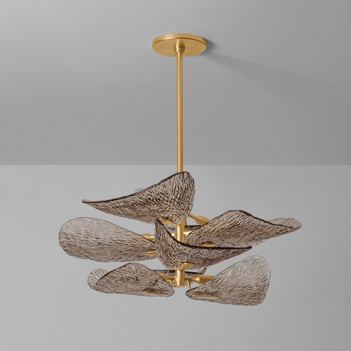 Cardiff Modern Glass Chandelier with Gold Leaf Finish for Dining Room and Living Room