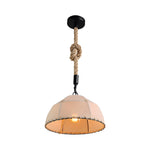 Nostalgic Linen Lampshade Hemp Rope Led American Style Chandelier