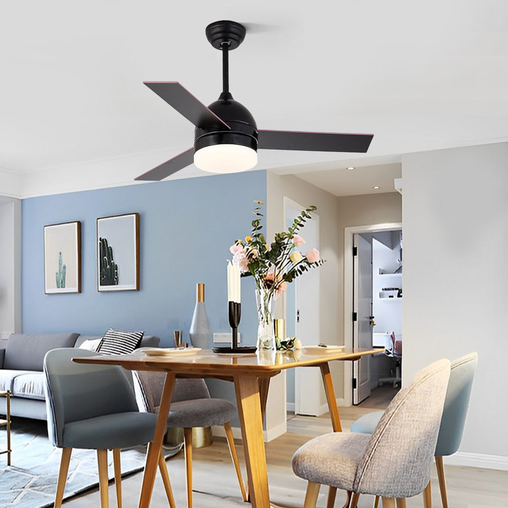 Nordic LED Ceiling Fan with Light – Electroplated Metal & Acrylic Flush Mount