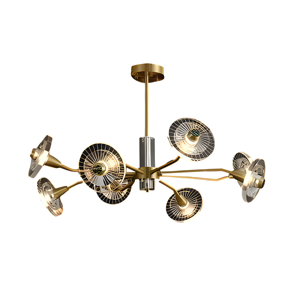6 8 Lights Flowers Crystal 3 Step Dimming Copper Post Modern Chandelier