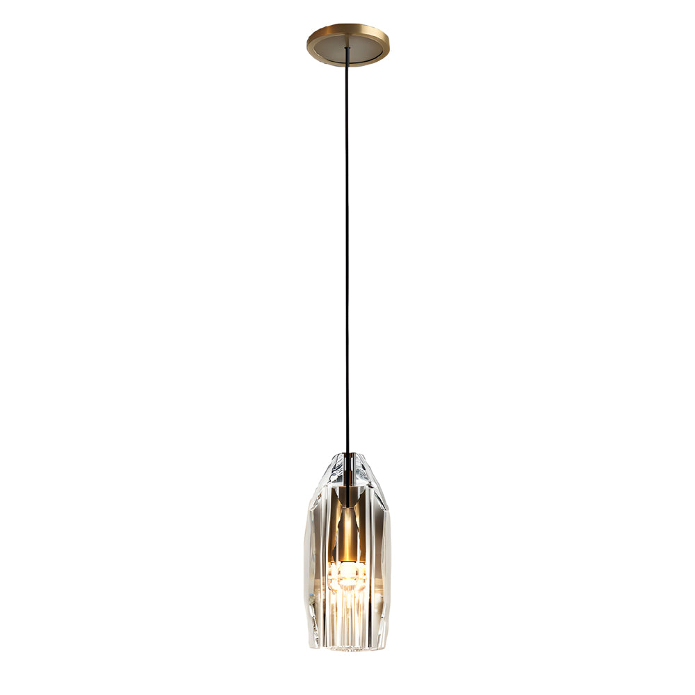 1 Light Clear Single Geometric Pendant With Crystal Accents