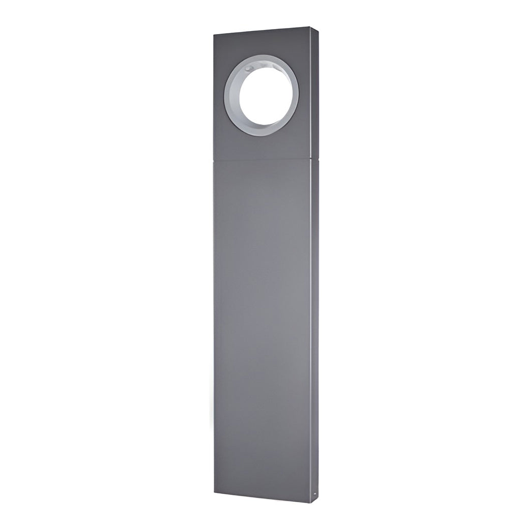 Modern Outdoor Pathway Bollard Light with Round Hole Accent, Black Aluminum LED