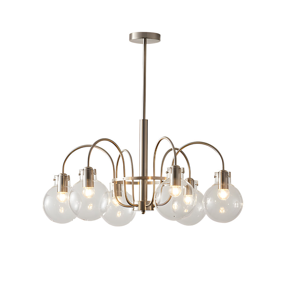 6 Light Glass Globe Shade Indoor Nickel Finish Chandelier