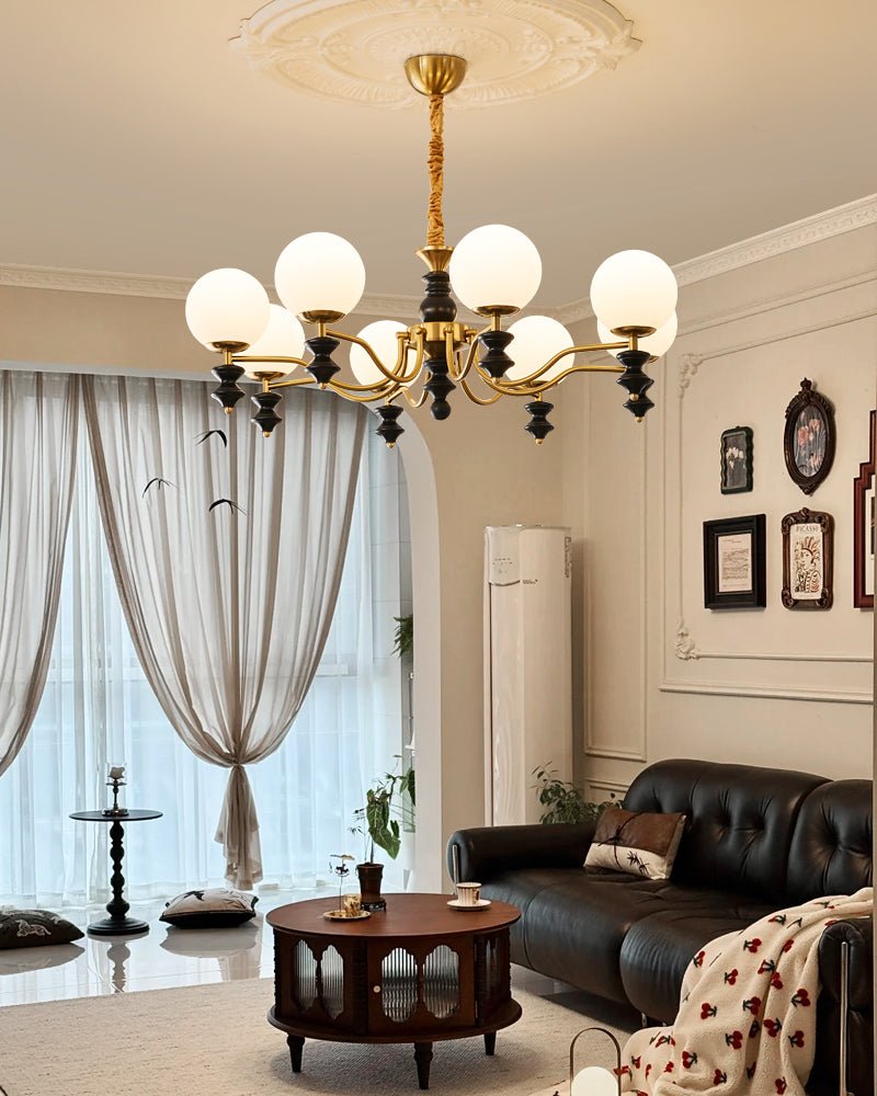 Cadence Chandelier – Modern Wood and Glass Pendant Light for Dining Room and Living Room