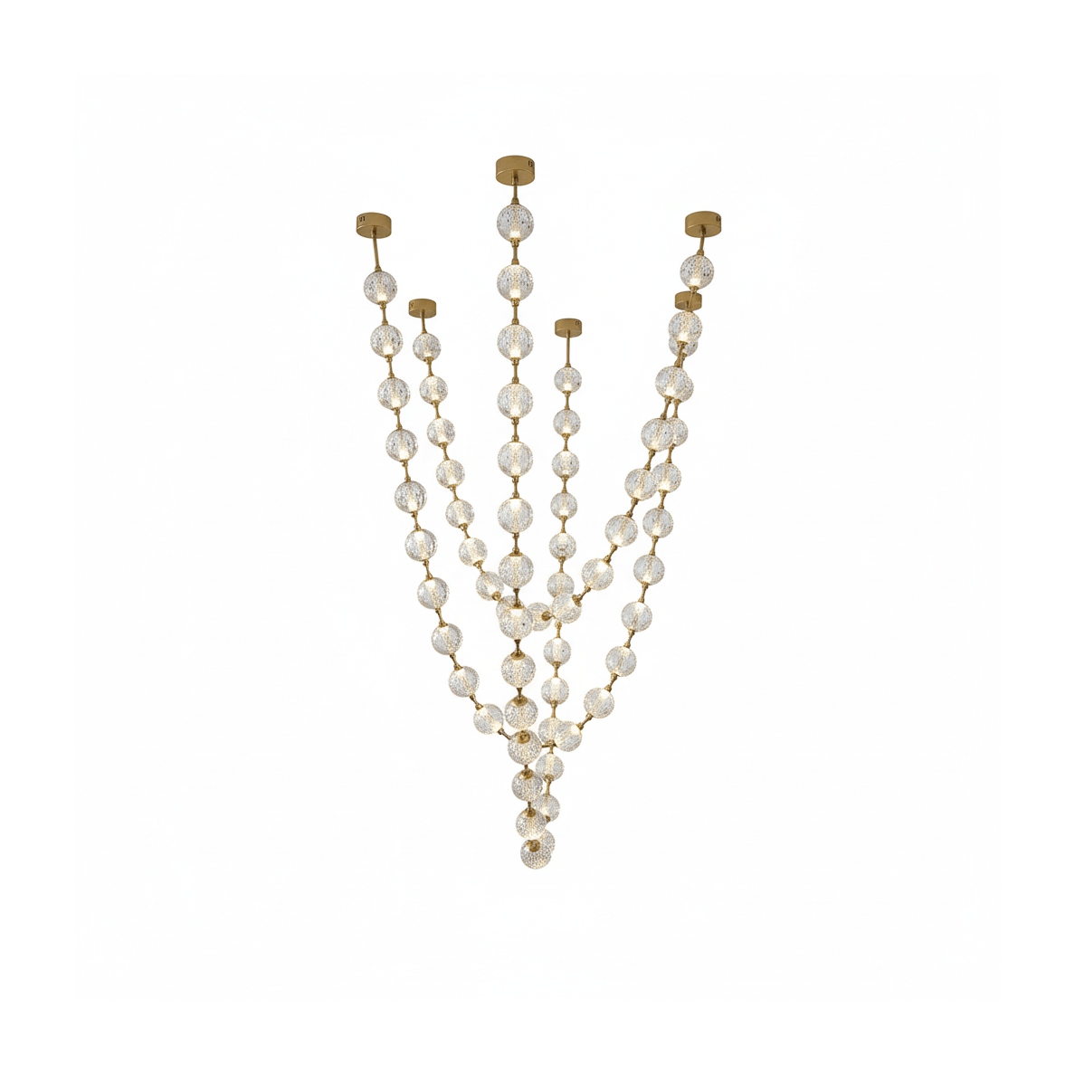Strand Necklace Chandelier — Modern Gold & Acrylic LED Pendant Light