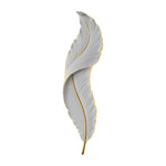 Luxury Modern Feather Wall Sconce with LED Lighting, Hand-Painted Gold Accents