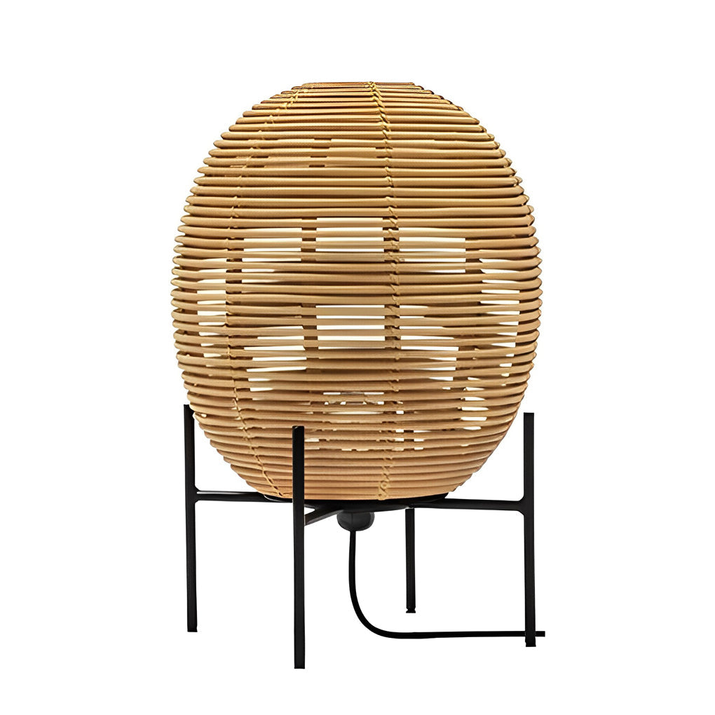 Rustic Boho Rattan And Metal Frame Accent Floor Lamp