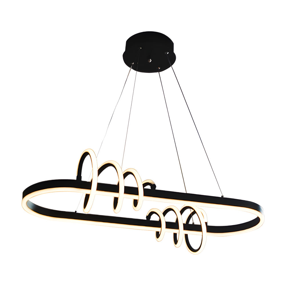 Led Dimmable Spiral Lines Dining Room Chandelier Hanging Lighting