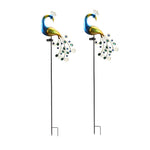 43 7 In Peacock Solar Powered Garden Stake 2 Pack