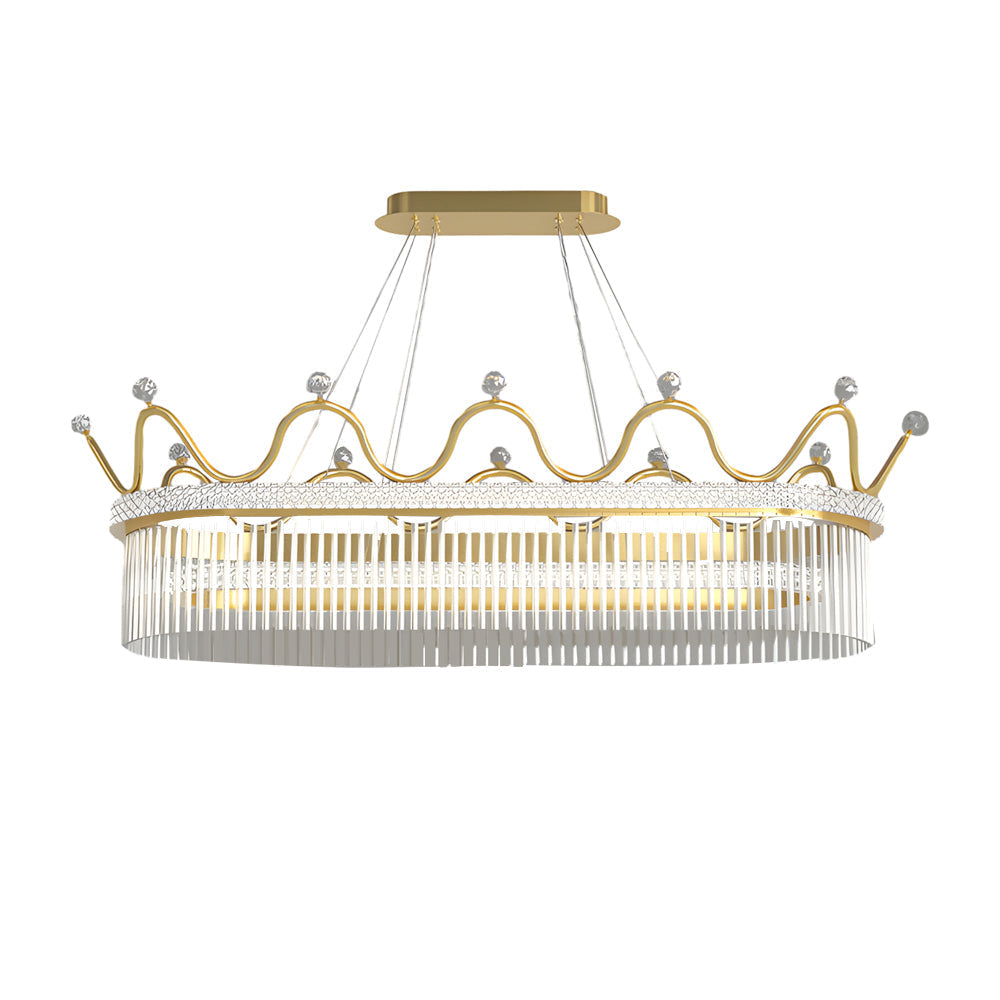 1 2 Layers Long Oval Crystal Crowns Three Step Dimming Modern Chandelier