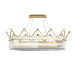 1 2 Layers Long Oval Crystal Crowns Three Step Dimming Modern Chandelier
