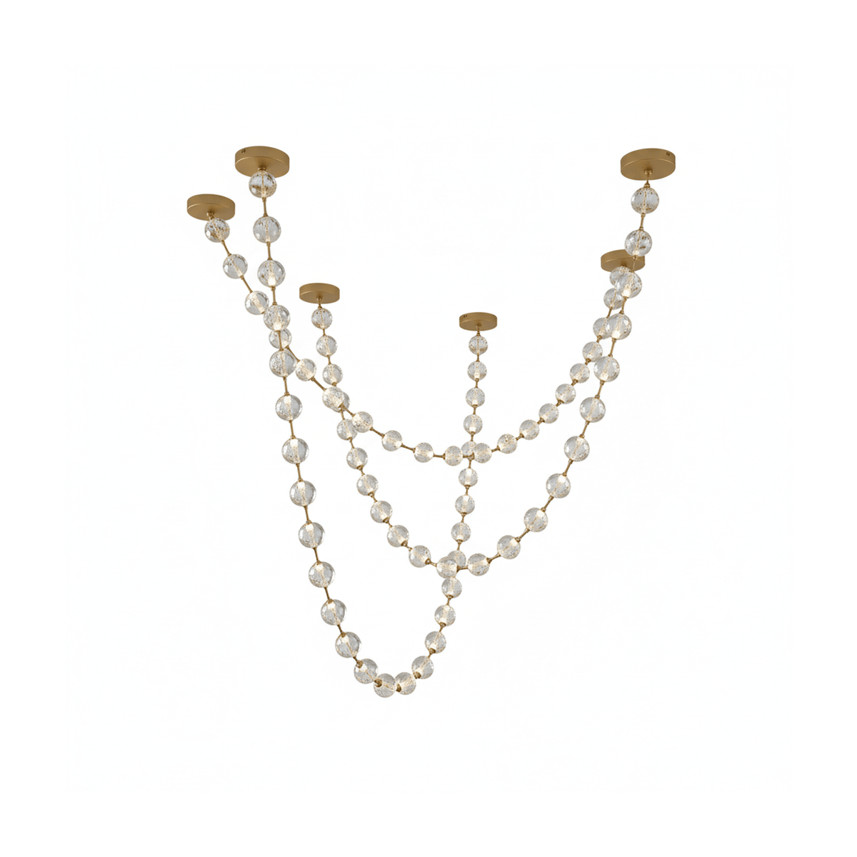Strand Necklace Chandelier — Modern Gold & Acrylic LED Pendant Light