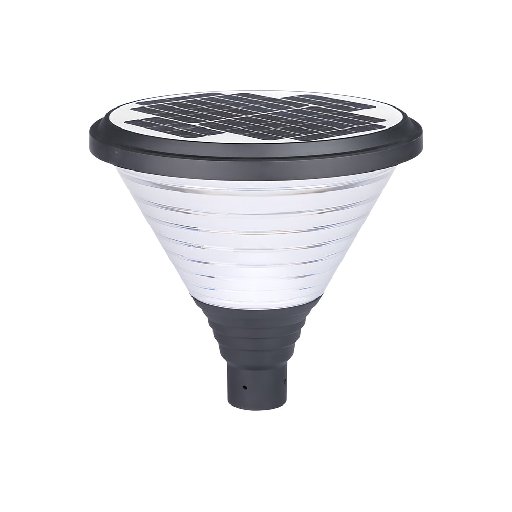 1 Light Round Solar Led Outdoor Lamp Post In Black