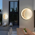 Round Resin Moon Crescent Led Hardwired Outdoor Wall Light