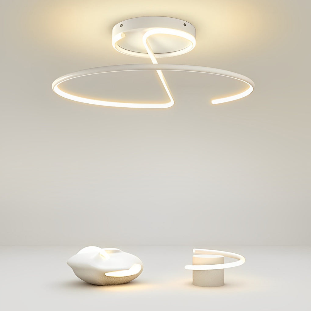 16 Inch Sleek Wire Inspired Circular Modern Led Semi Flush Mount Ceiling Light