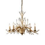 6 9 Light Brass Branch Candle Vintage Chandelier With Crystal Accents
