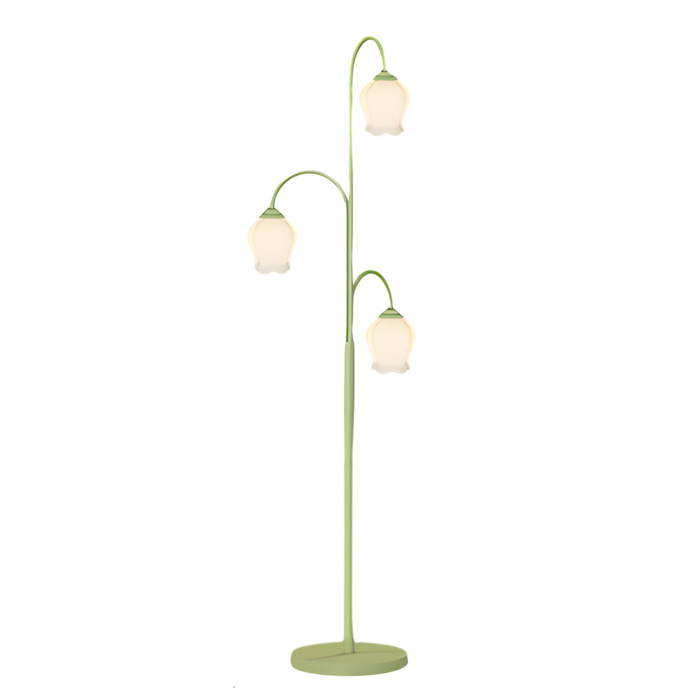 3 Light Green Flower Dimmable Arc Hanging Tuilp Floor Lamp