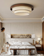 Auralyn Ceiling Light – Layered Fabric Flush Mount in Bronze