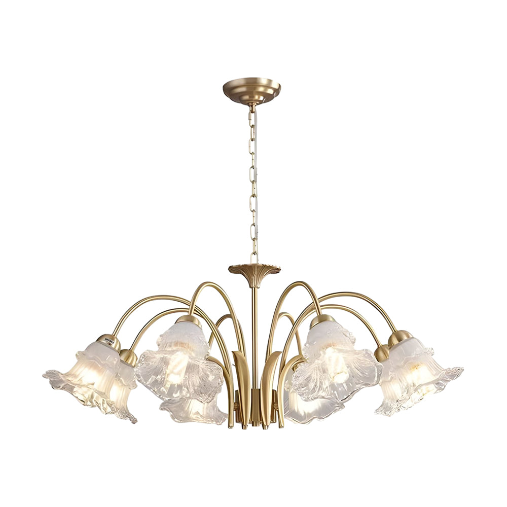 6 8 Light Glass Lily Chandelier French Pastoral Gold Fixture