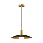 1 Light Mid Century Brass Flared Pendant Light With White Glass Shade