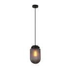 Modern Pinecone Shape Ribbed Glass Shade 1 Light Pendant In Smoke Gray