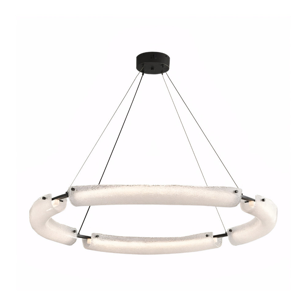 26 34 42 Wide Led Frosted Water Glass Ring Chandelier