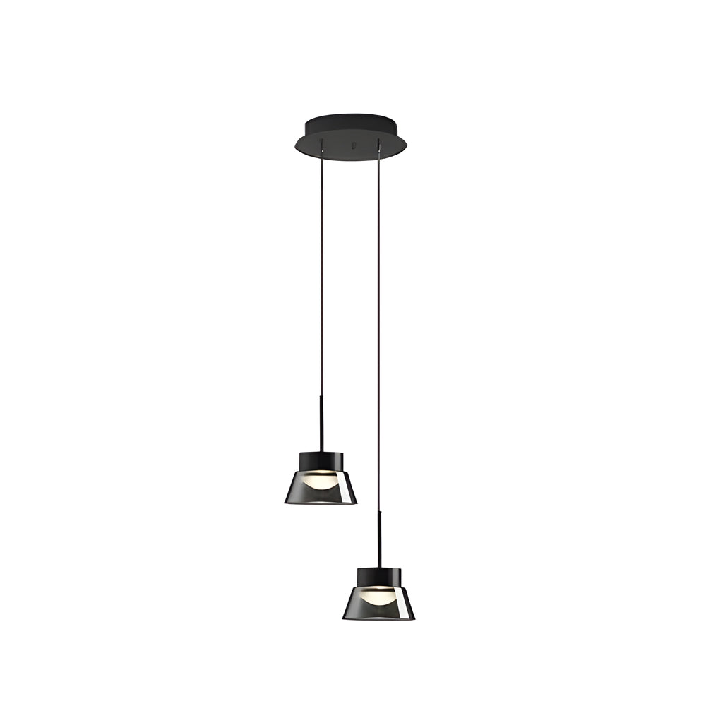 1 2 Light Smoked Gray Glass Pendant Light Led Island Glass Chandelier Black Hanging Ceiling Lamp For Bedroom