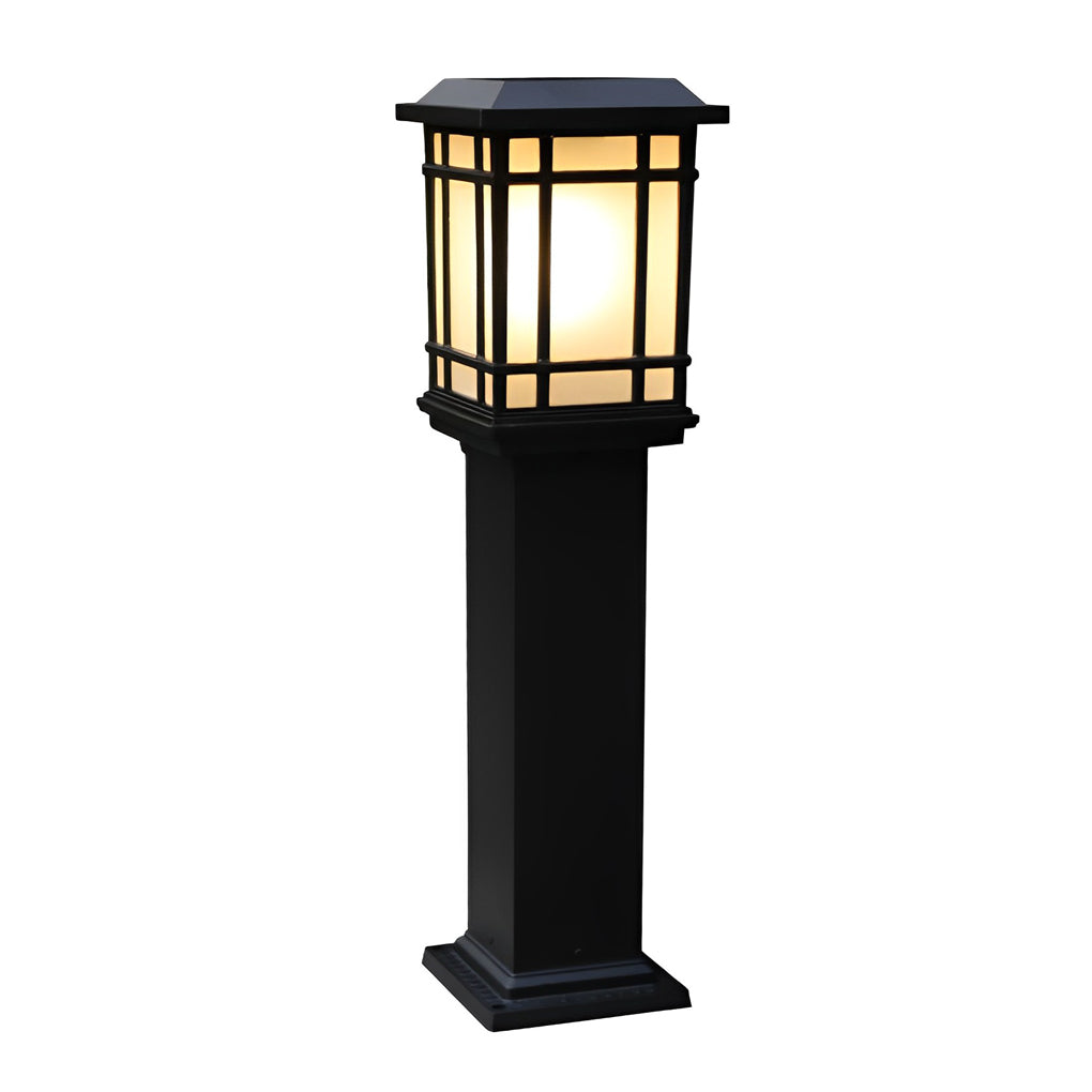 Black Solar Pathway Bollard Lights with Three-Step Dimming for Modern Outdoor Spaces