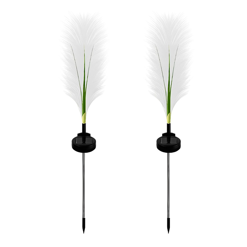Hairy Reed LED Solar Lawn Lamps, Set of 2, Modern Outdoor Garden Lights