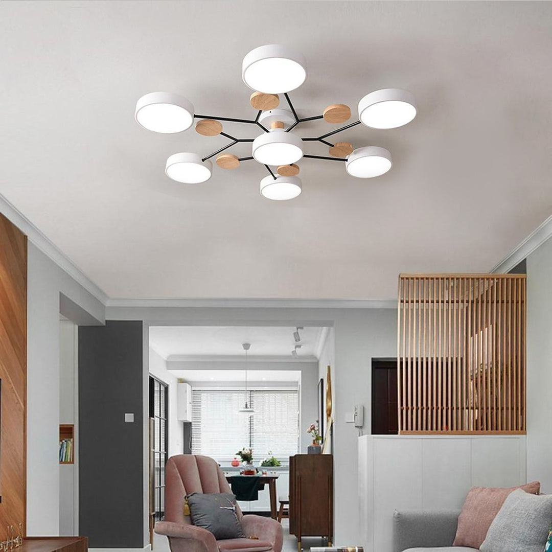 Orbital Sputnik Semi Flush Mount LED Chandelier in Metal and Acrylic