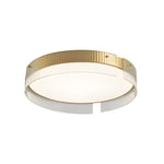 Round Ribbed Glass Led Flush Mount Ceiling Light