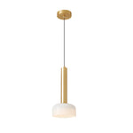 Modern Copper Tube 1 Light White Glass Bowl Pendant Light