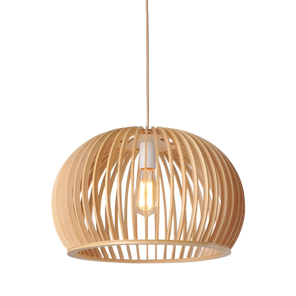 Semi Circle Wood Lantern Shaped Pendant Light Li001987