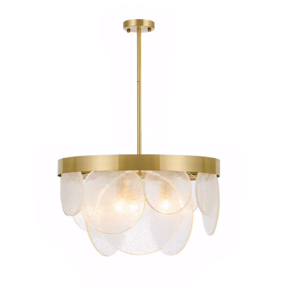 3 Light Round Semi Flush Mount Glass Chandelier