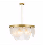 3 Light Round Semi Flush Mount Glass Chandelier