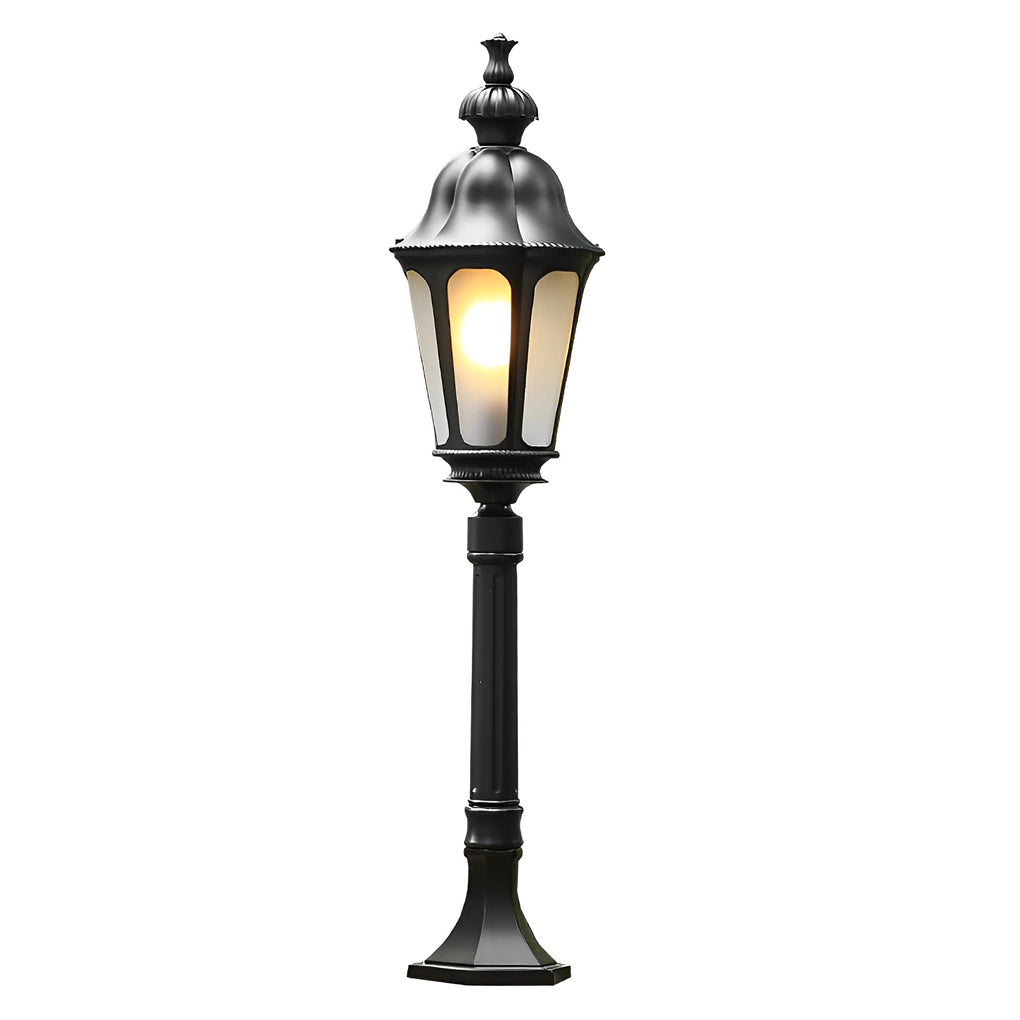 European-Style LED Pathway Lamp Post in Black for Garden and Courtyard