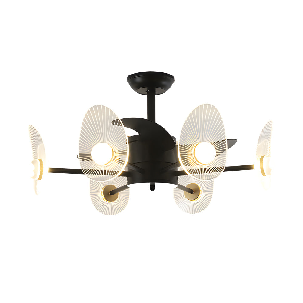 31 In Black Round Acrylic Ceiling Fan With Light And Remote 3 Blades