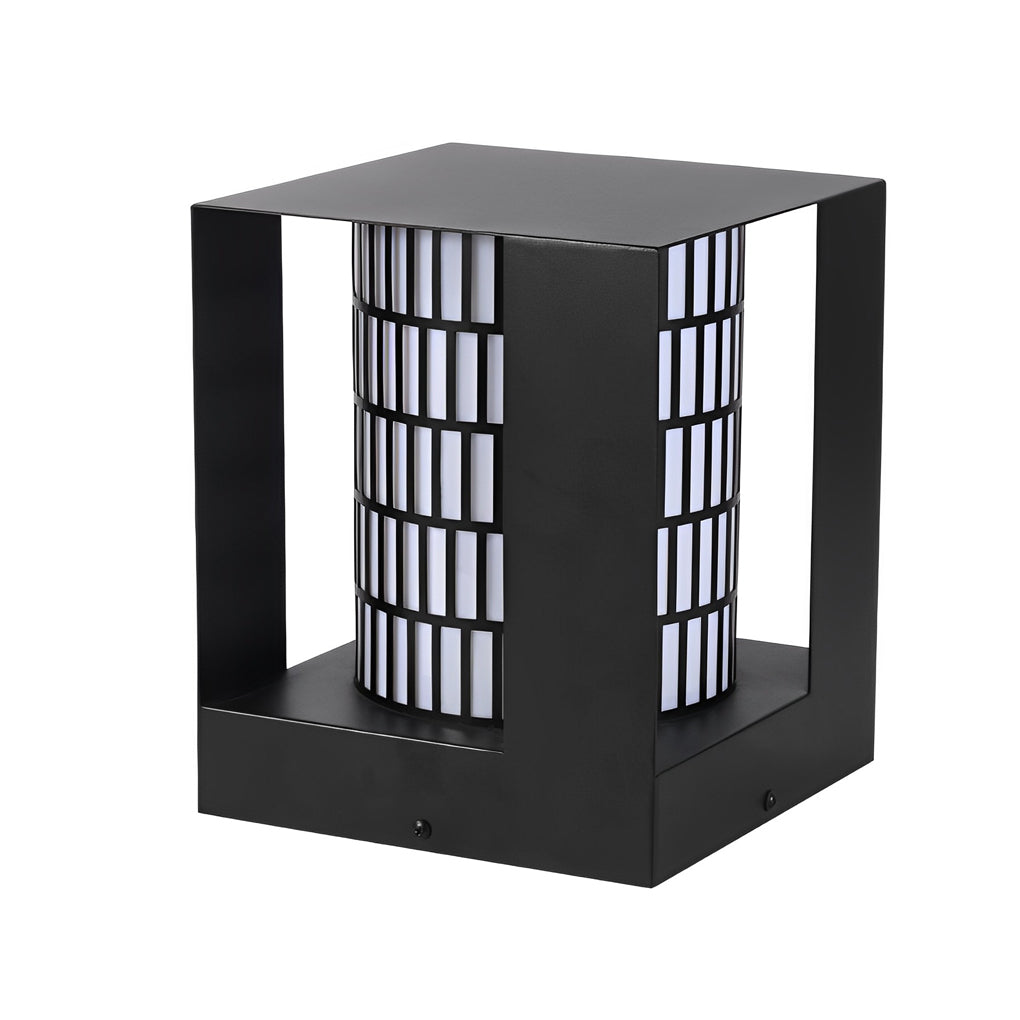 Lattice Cylinder LED Outdoor Lantern in Black, IP65 Waterproof