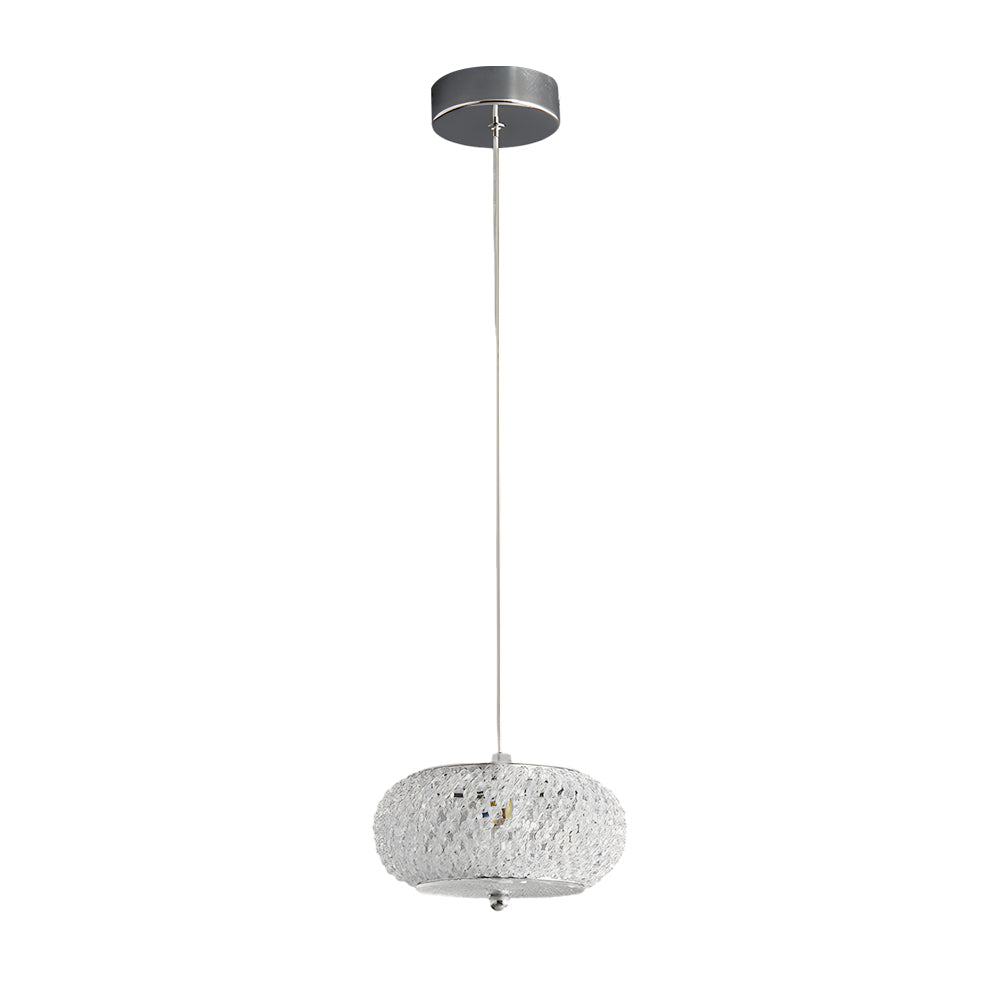 Small Round Drum Crystal Led 3 Step Dimming Luxury Modern Pendant Lights