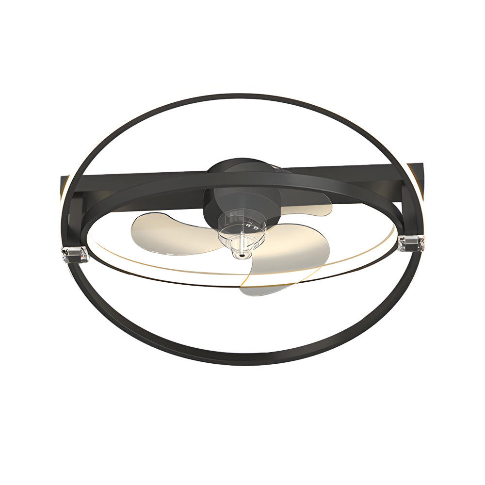 2 Rings Creative Mute Three Step Dimming Led Modern Ceiling Fan And Light