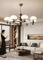 Elswyth Modern Wood and Opal Glass Chandelier for Dining Room and Living Room