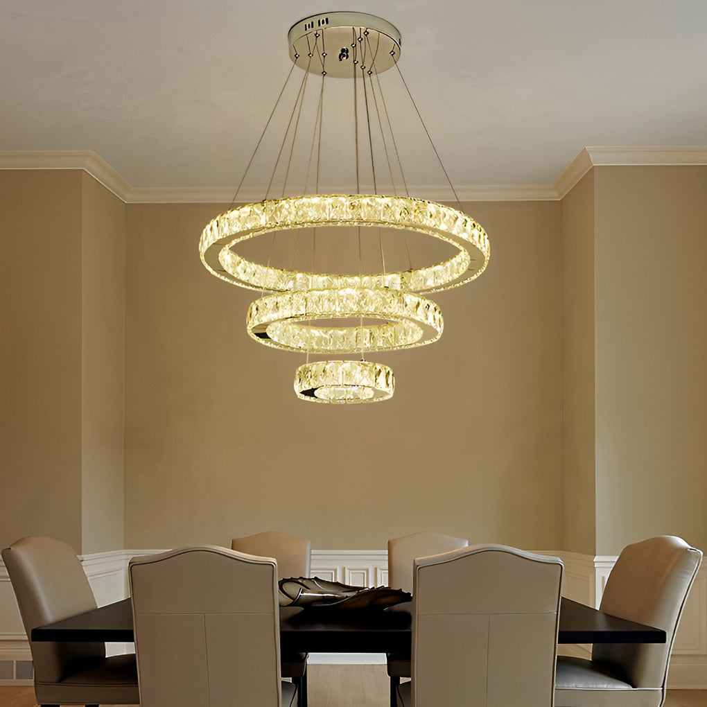 Luxury Crystal Led Chandelier 3 Tier Geometric Or Stacked Led Pendant Light