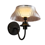 Black Metallic Arm Solar Outdoor Wall Light Adjustable Glass Shade