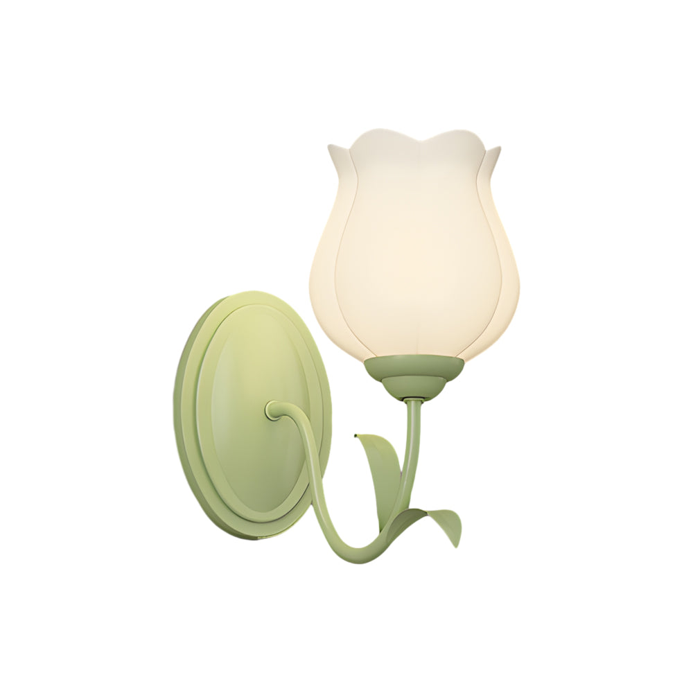 1 2 Lights Flowers Glass Three Step Dimming Green Modern Wall Lights Indoor